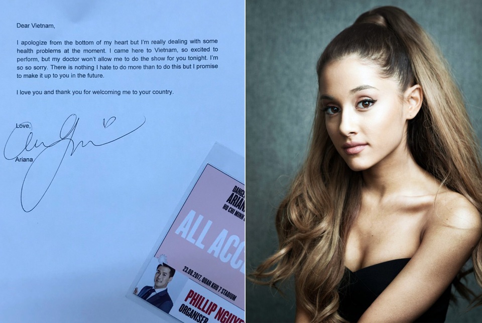 Ariana Grande hủy show, khán giả sẽ được hoàn tiền vé 100% - 2 Ngay sau đó, doanh nhân Phillip Nguyễn cũng thông báo chính thức và gửi lời xin lỗi từ ban tổ chức và Ariana đến toàn bộ khán giả.