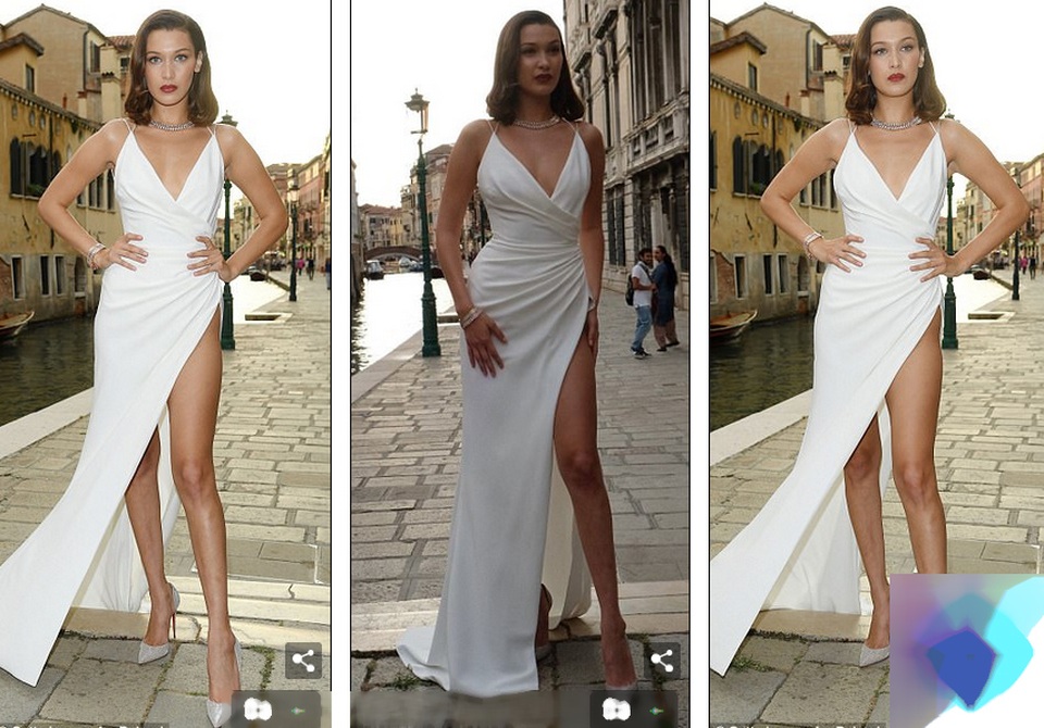 Hai siêu mẫu đọ dáng quyến rũ - 2
Bella Hadid, 20 tuổi, đẹp hoàn hảo trong bộ váy trắng xẻ cao