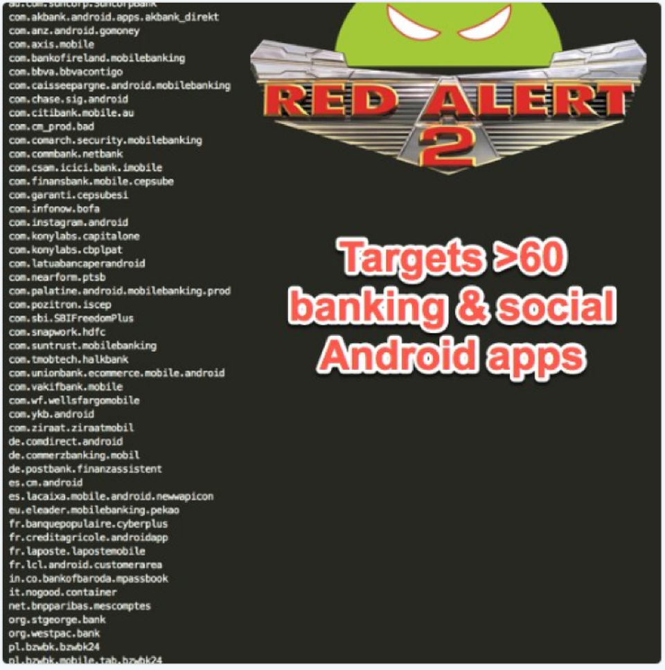 
Hơn 60 ứng dụng ngân hàng trực tuyến và mạng xã hội đang là mục tiêu tấn công
