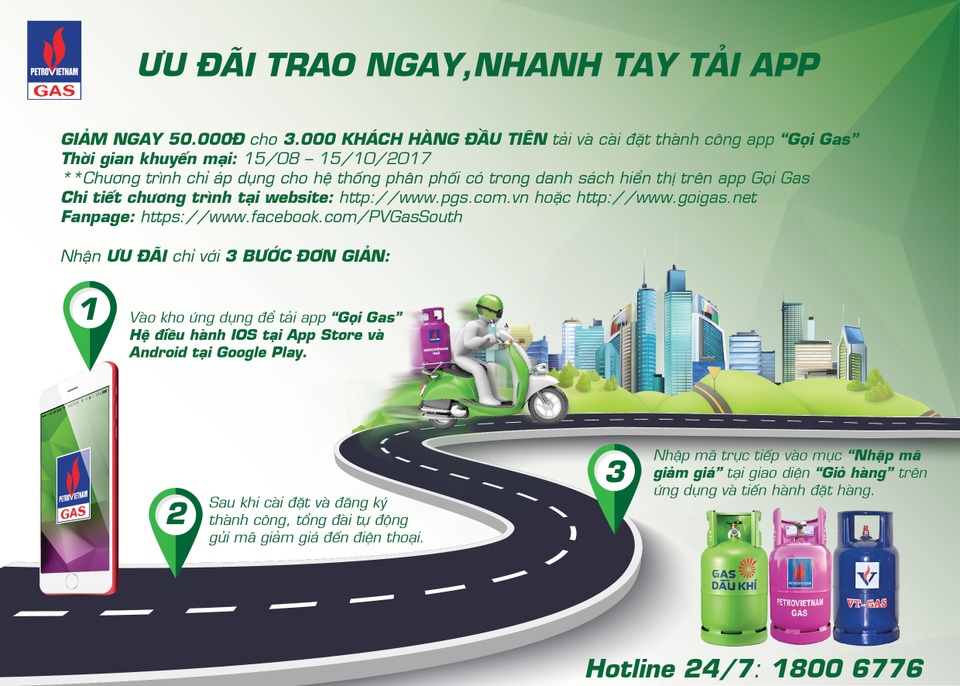 Ứng dụng "Gọi Gas" - Trợ thủ hoàn hảo cho người nội trợ - 2
Chương trình khuyến mại hấp dẫn tại 24 tỉnh thành chỉ thông qua các bước cực kỳ đơn giản