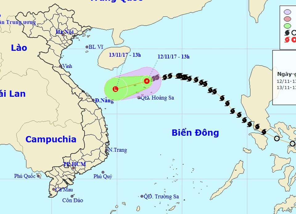 Bão số 13 suy yếu thành áp thấp nhiệt đới - 1 Bão số 13 đã suy yếu thành áp thấp nhiệt đới (Ảnh: NCHMF).