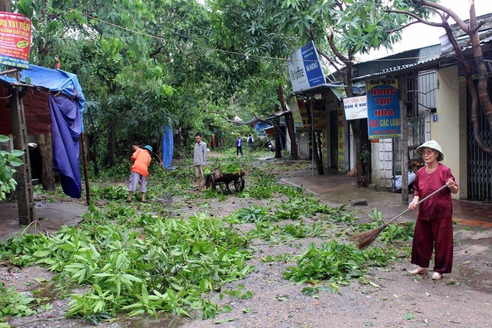 Bão quét qua, cây đổ ngổn ngang, nhiều đường bị ngập - 16
Cả khu phố tan tác, người dân sáng sớm tranh thủ bão tan ra dọn dẹp.