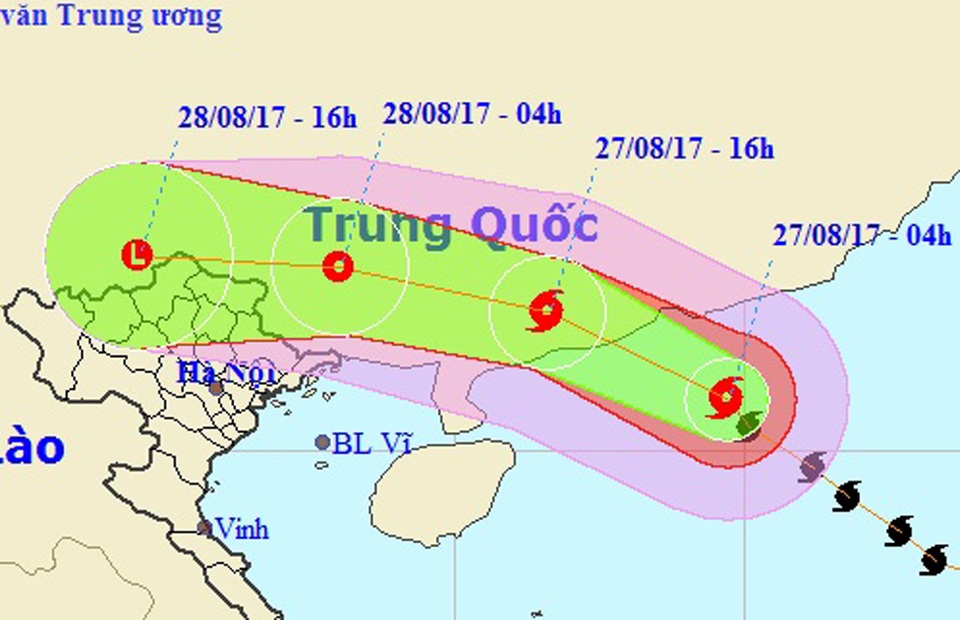 Bão số 7 hướng vào Trung Quốc, miền Bắc sắp mưa lớn 4 ngày - 1 Vị trí và hướng di chuyển của bão số 7 (Ảnh: NCHMF).