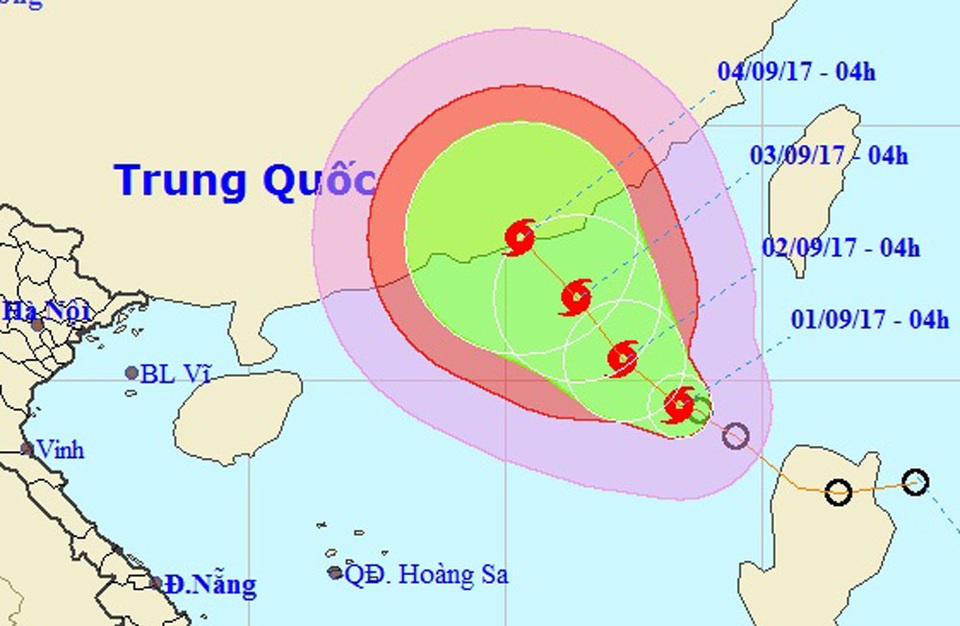 Vị trí và hướng di chuyển của bão số 8 (Ảnh: NCHMF).