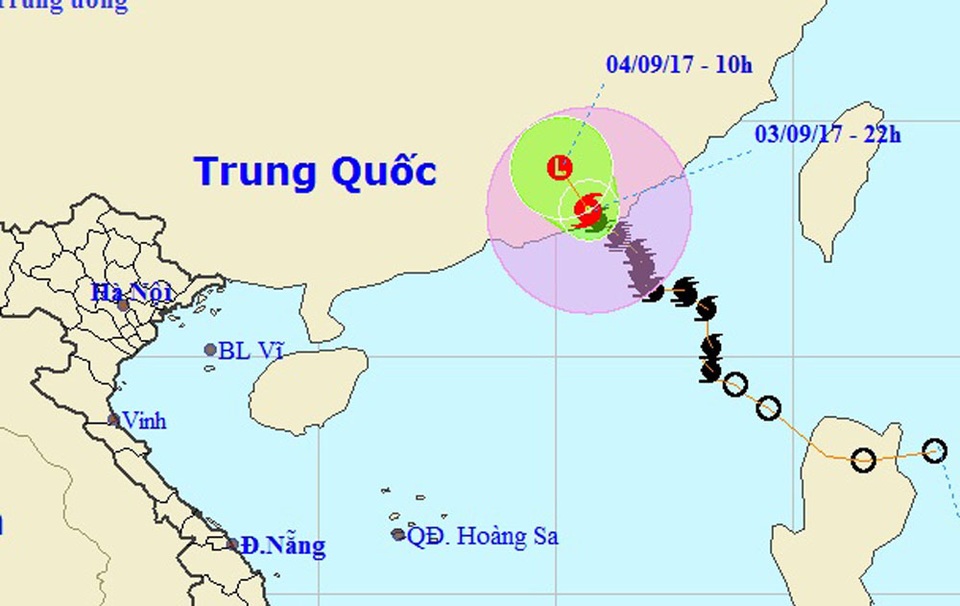 Bão số 8 không vào Việt Nam, miền Trung nắng nóng diện rộng - 1 Vị trí và hướng di chuyển của bão số 8 (Ảnh: NCHMF).