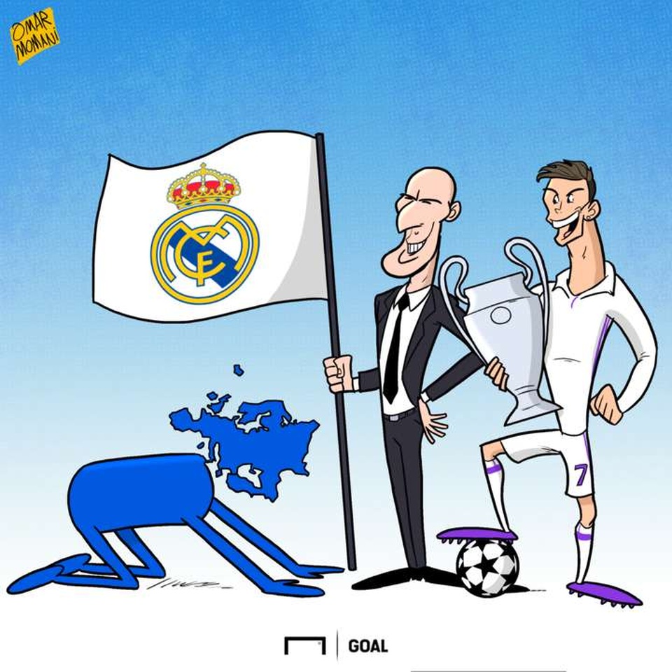 Biếm họa: Châu Âu quỳ gối trước Real Madrid, Wenger “mọc rễ” ở Arsenal - 1 Cả châu Âu quỳ gối trước Real Madrid