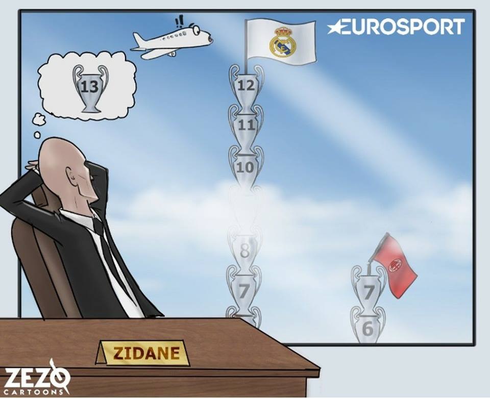 Biếm họa: Châu Âu quỳ gối trước Real Madrid, Wenger “mọc rễ” ở Arsenal - 4 Zidane mơ về chức vô địch Chamions League thứ 13 của Real Madrid