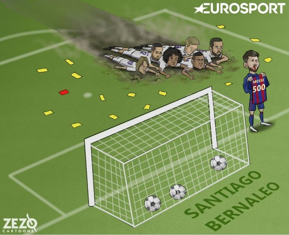 Chùm ảnh vui về “ông vua” Messi hủy diệt Real Madrid - 1 Messi khiến hàng loạt ngôi sao của Real Madrid ngã quỵ, biến sân Bernbeu thành Bernaleo