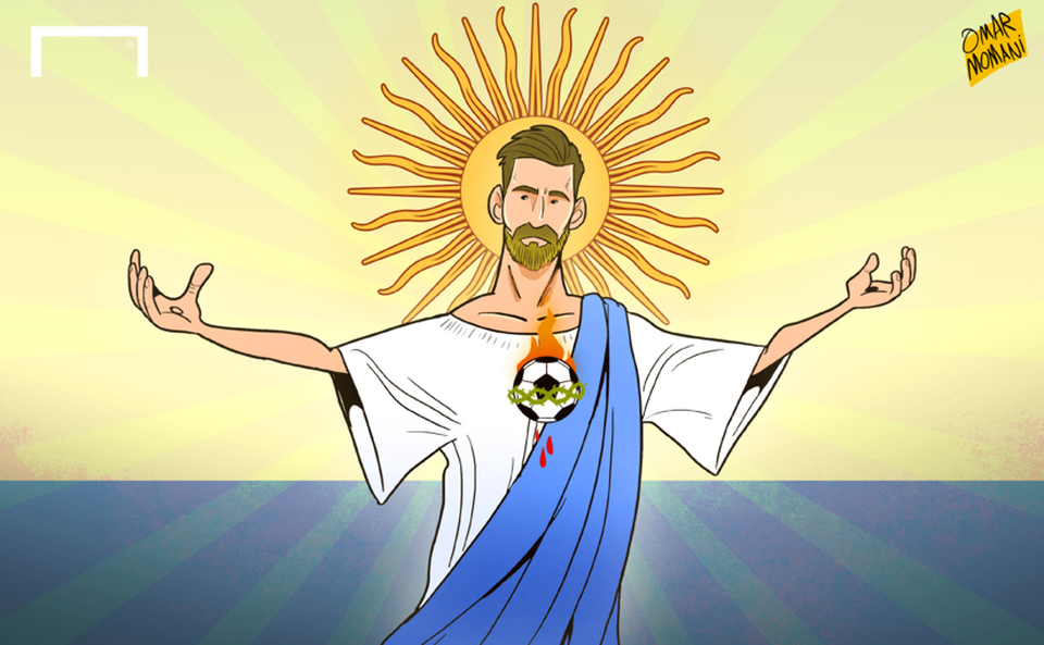 Góc biếm họa: “Thánh” Messi gánh cả đội tuyển Argentina - 4 Đấng cứu thế Messi của những người Argentina