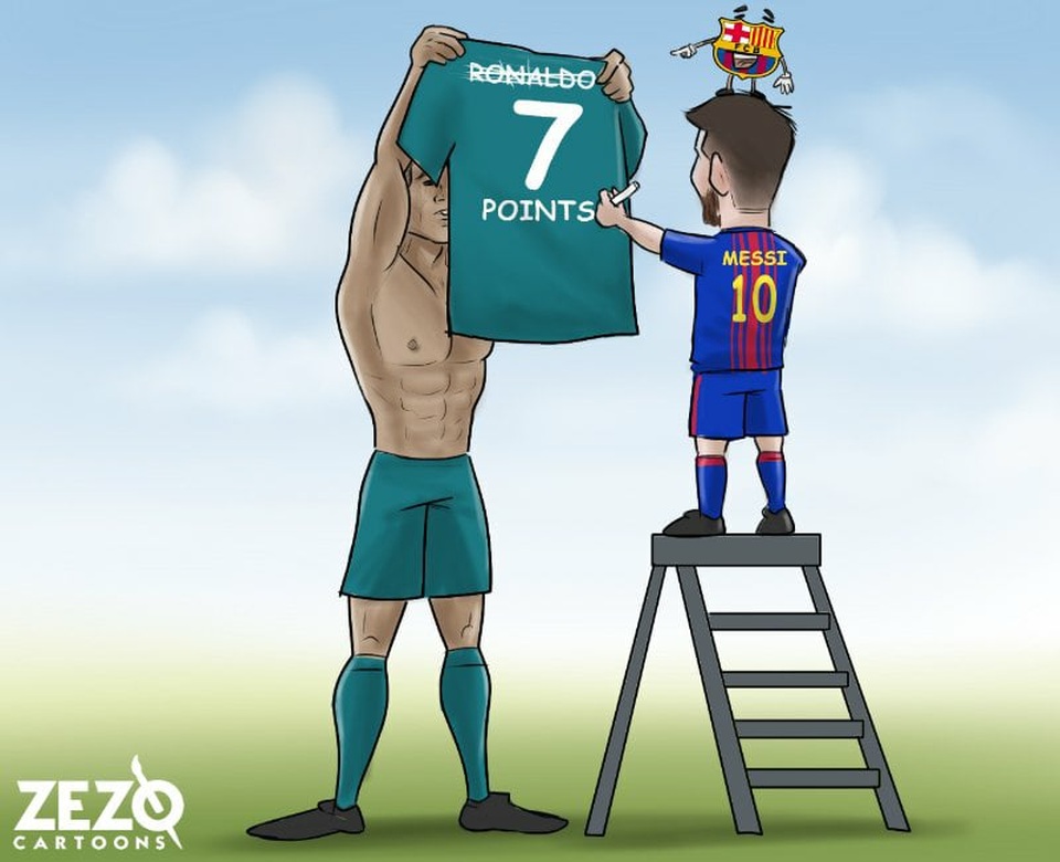 Góc biếm họa: Messi chế nhạo C.Ronaldo, Neymar hờn dỗi Cavani - 1 Messi biến CR7 thành CR7 điểm