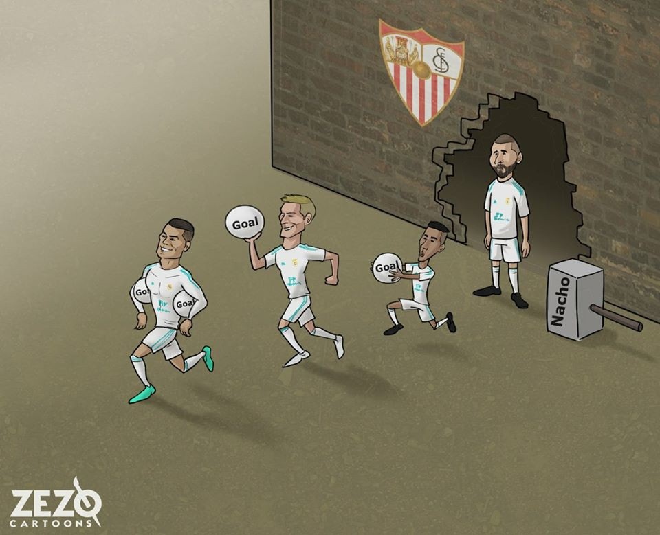 Các cầu thủ Real Madrid vui vẻ rời Sevilla, chỉ trừ Benzema