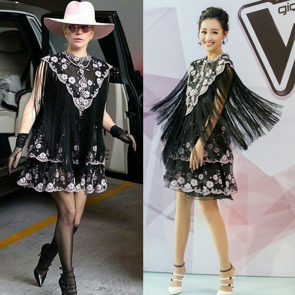 BTV Quỳnh Chi “đụng hàng” với Lady Gaga - 1 BTV Quỳnh Chi “đụng hàng” với Lady Gaga.