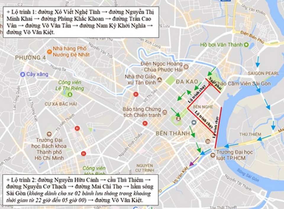 Hướng từ quận Bình Thạnh đi quận 5, quận 6