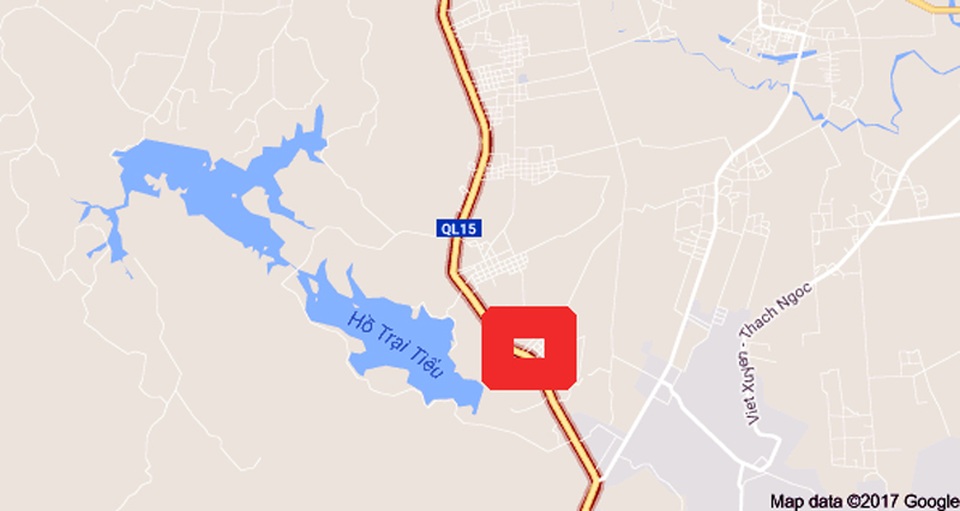 2 người đàn ông tử vong sau tai nạn trong cơn mưa lớn - 1 Vị trí (màu đỏ) xảy ra vụ tai nạn thương tâm làm chết 2 người.