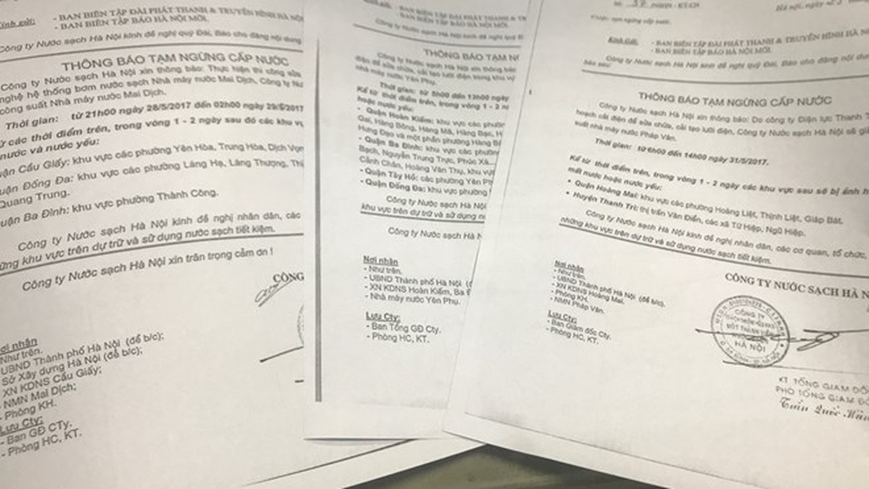 
Mới đầu hè, nhưng dân Thủ đô đã nhận được thông báo tạm ngừng cấp nước liên tục
