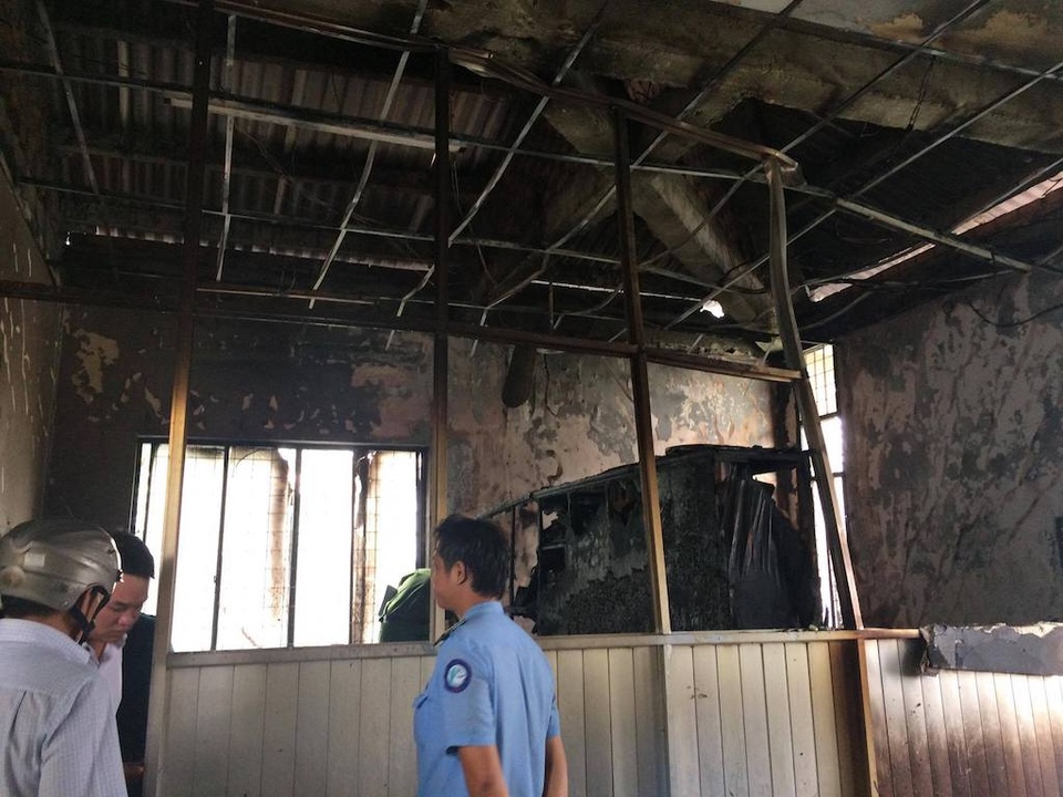 Căn phòng của trường THCS Trần Quốc Tuấn bị cháy rụi