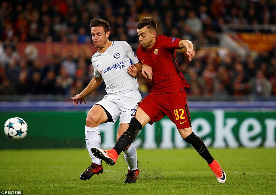 Nhìn lại 90 phút câm lặng của Chelsea trước Roma - 7
Phút 36, El Shaarawy thoải mái băng vào dứt điểm trước sự yếu đuối của hàng thủ đối phương