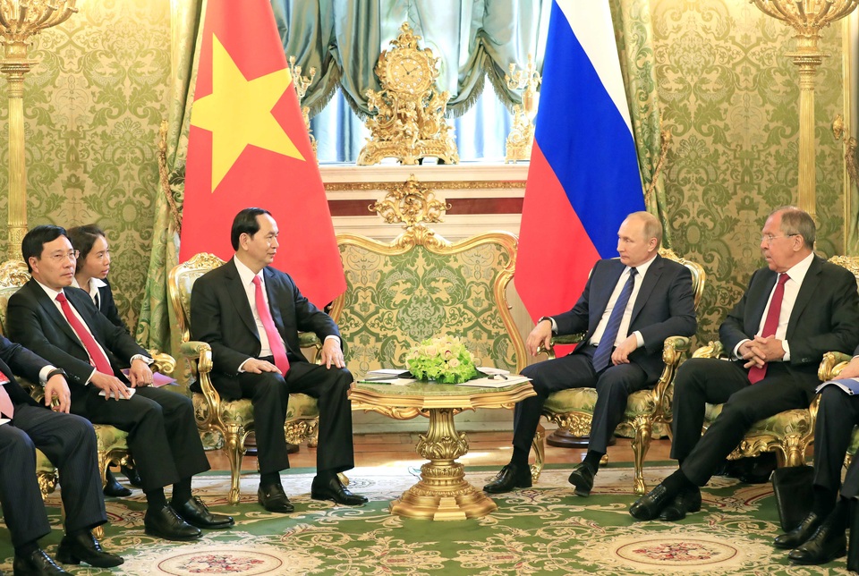 Chủ tịch nước Trần Đại Quang hội đàm với Tổng thống Nga Vladimir Putin - 2
Chủ tịch nước Trần Đại Quang hội đàm với Tổng thống Liên bang Nga V. Putin