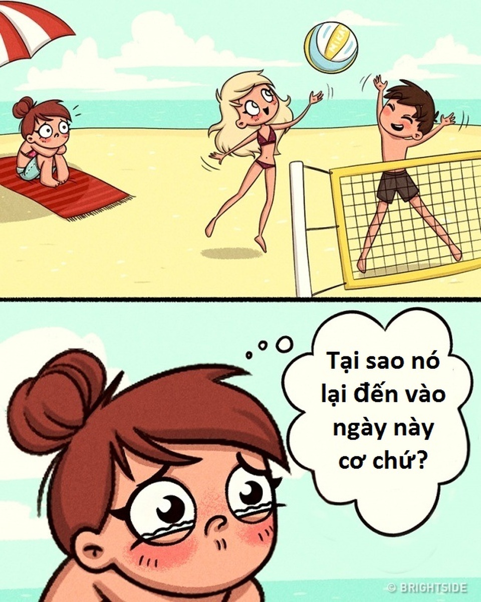 Bộ ảnh hài hước về những nỗi khổ “thầm kín” của phái đẹp vào mùa hè - 2 Kỳ nghỉ mát được ấp ủ suốt cả năm trời lại có thể “tan vỡ” trong phút chốc chỉ vì “ngày ấy” đã đến.
