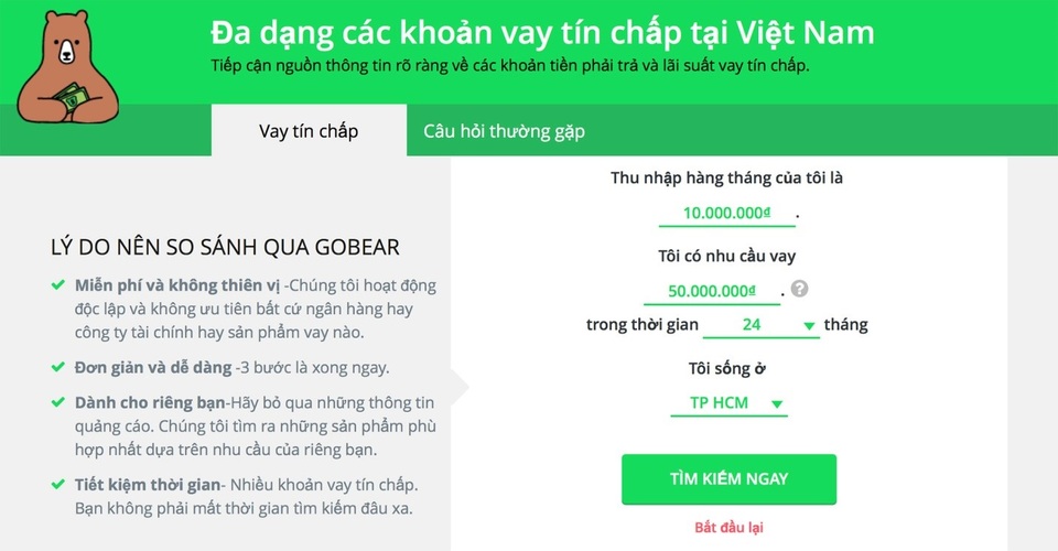 Nhờ công nghệ, con đường đi vay tín chấp đã bớt gian nan - 2 Với những tiện ích ưu việt, trang web tìm kiếm khoản vay tín chấp của GoBear đang hút lượng truy cập lớn.