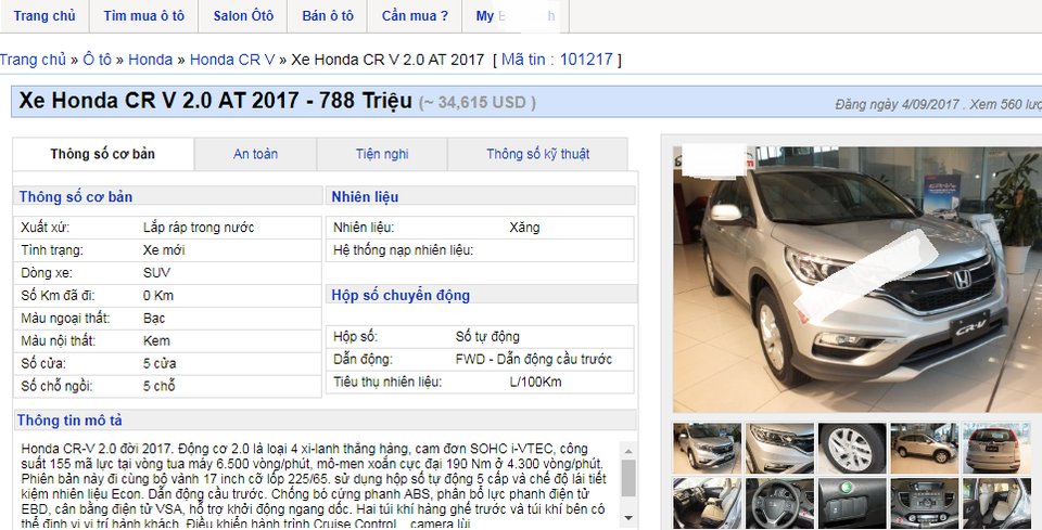 Honda CRV giảm giá sốc: Tiếp lửa “đại chiến”, người có xe mất cả trăm triệu đồng - 2 Mức giá xe CRV hiện nay là mức thấp nhất từ trước đến nay. Mẫu xe CRV bán tại Việt Nam là dòng 5 chỗ