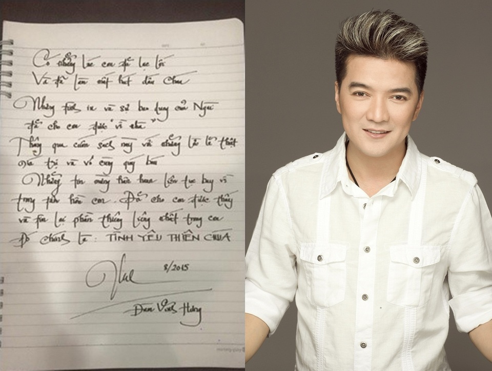"Soi" chữ viết tay của loạt sao Việt - 5
Một nam ca sĩ có chữ viết bay bổng và rất đẹp là Đàm Vĩnh Hưng.