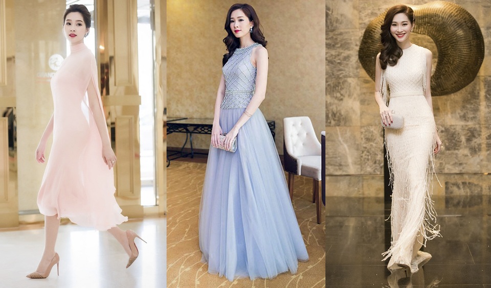 
Tiếp tục trung thành với hình ảnh nữ tính, nhẹ nhàng ngay từ khi mới đăng quang, Đặng Thu Thảo năm vừa qua ghi điểm bằng loạt trang phục nền nã với tông màu pastel quen thuộc. Người đẹp gốc Bạc Liêu thường xuyên biến hóa với đầm ngắn, đầm xòe, đầm đuôi cá dịu ngọt, mang vẻ đẹp mong manh đặc trưng của con gái Việt Nam.
