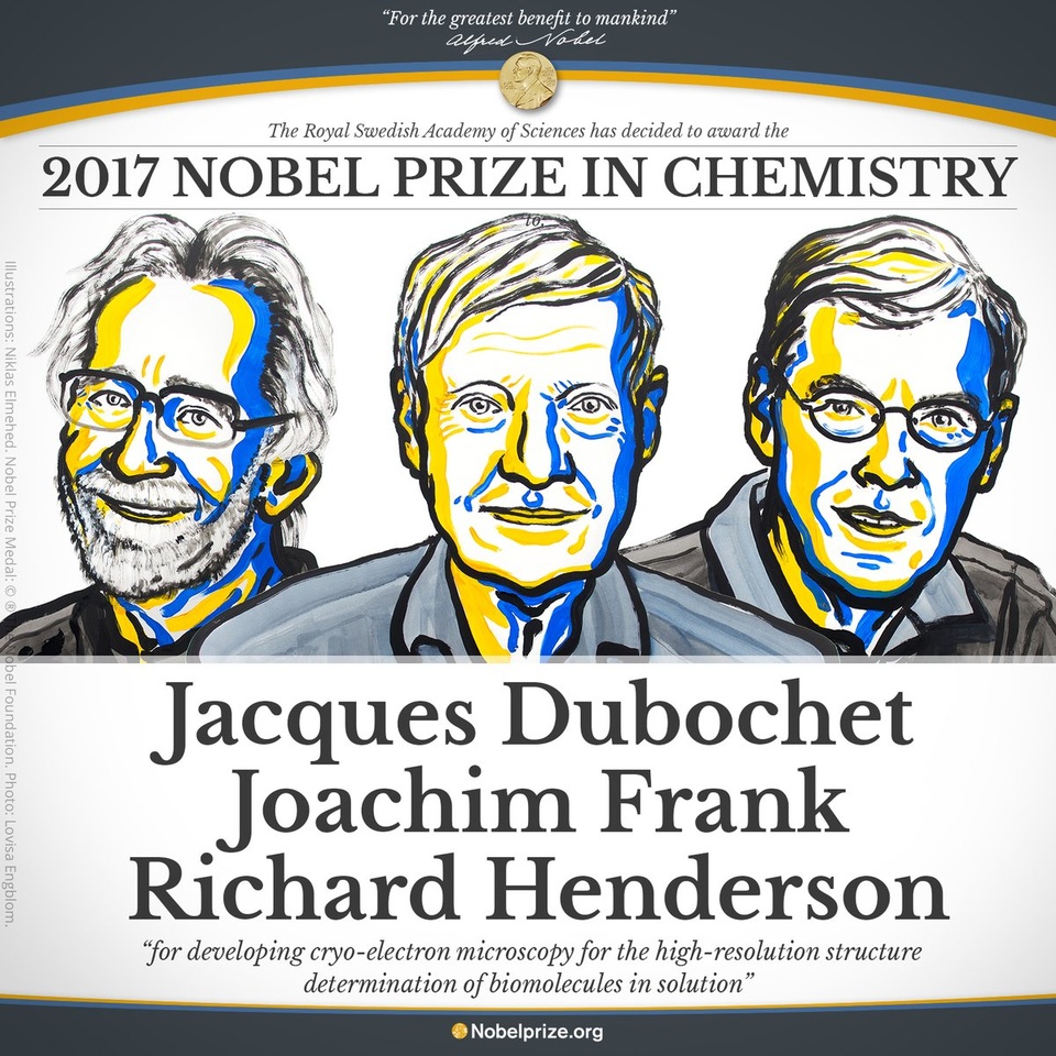 Nobel Hóa học 2017 gọi tên 3 nhà khoa học - 1 3 nhà khoa học giành giải Nobel Hóa học 2017 (Ảnh: Nobel Prize)