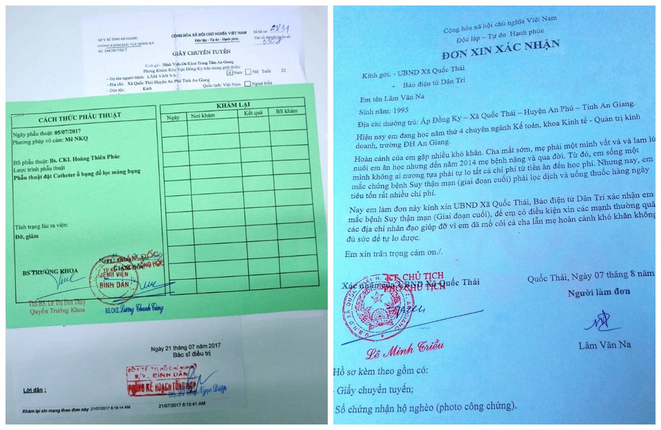Thương cậu sinh viên mồ côi cha mẹ, khốn đốn vì bệnh suy thận mãn - 6 Giấy chuyển viện và đơn xác nhận của chính quyền địa phương về hoàn cảnh khó khăn, bệnh tật của Na