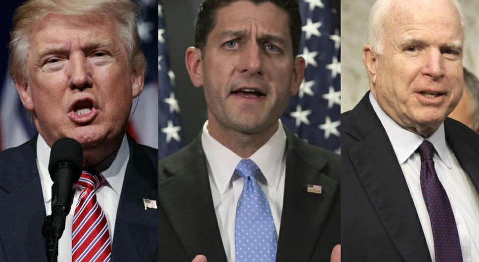 Những nghị sĩ Cộng hòa có thể "ngáng đường" ông Trump - 2
(Từ trái sang phải) Tổng thống đắc cử Donald Trump, Chủ tịch Hạ viện Paul Ryan và thượng nghị sĩ John Mccain (Ảnh: whorunsgov)
