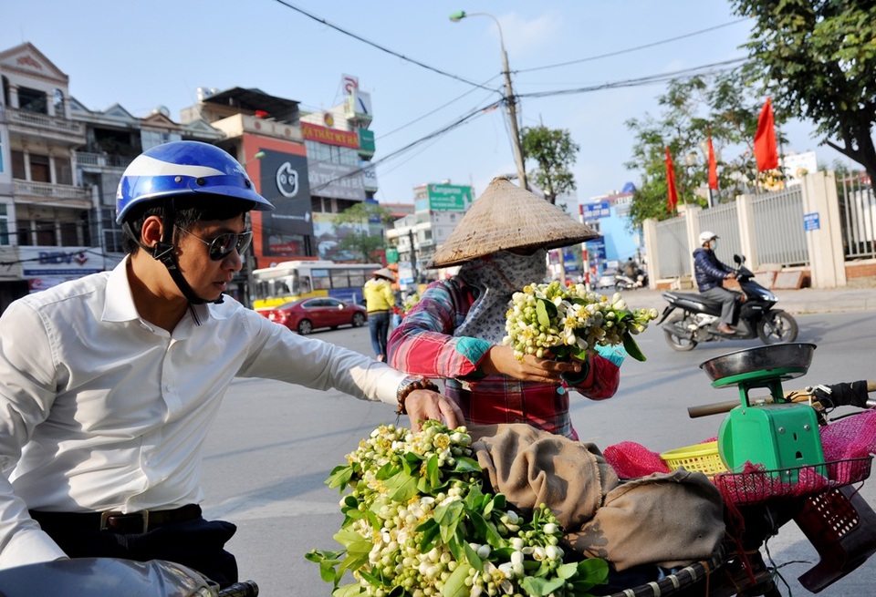 Hà Nội mùa hoa bưởi sớm - 5
Dù có giá cao song các hàng hoa bưởi vẫn thu hút khá đông người mua. Người ta mua hoa bưởi về để nấu chè, ướp mía, bột sắn... hoặc đơn giản là vì thích hương thơm dịu mát của loài hoa này.