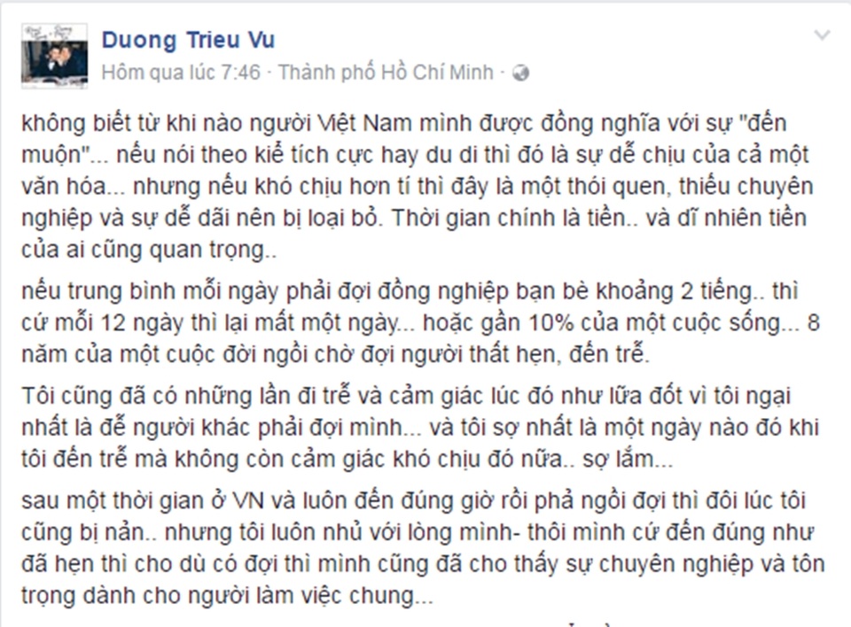 Tiêu Châu Như Quỳnh, Dương Triệu Vũ “đăng đàn” chuyện giờ giấc trong showbiz - 5 Dương Triệu Vũ đăng đàn về chuyện giờ cao su.