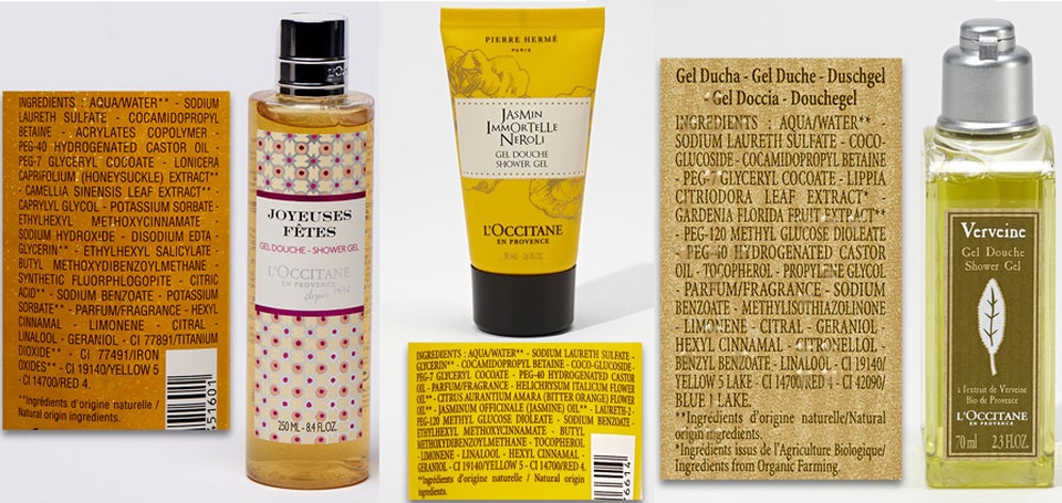 Pháp: Công bố 400 loại hóa mỹ phẩm có thành phần gây hại - 26
Các gel tắm L Occitane có Ethylhexyl, methoxycinnamate