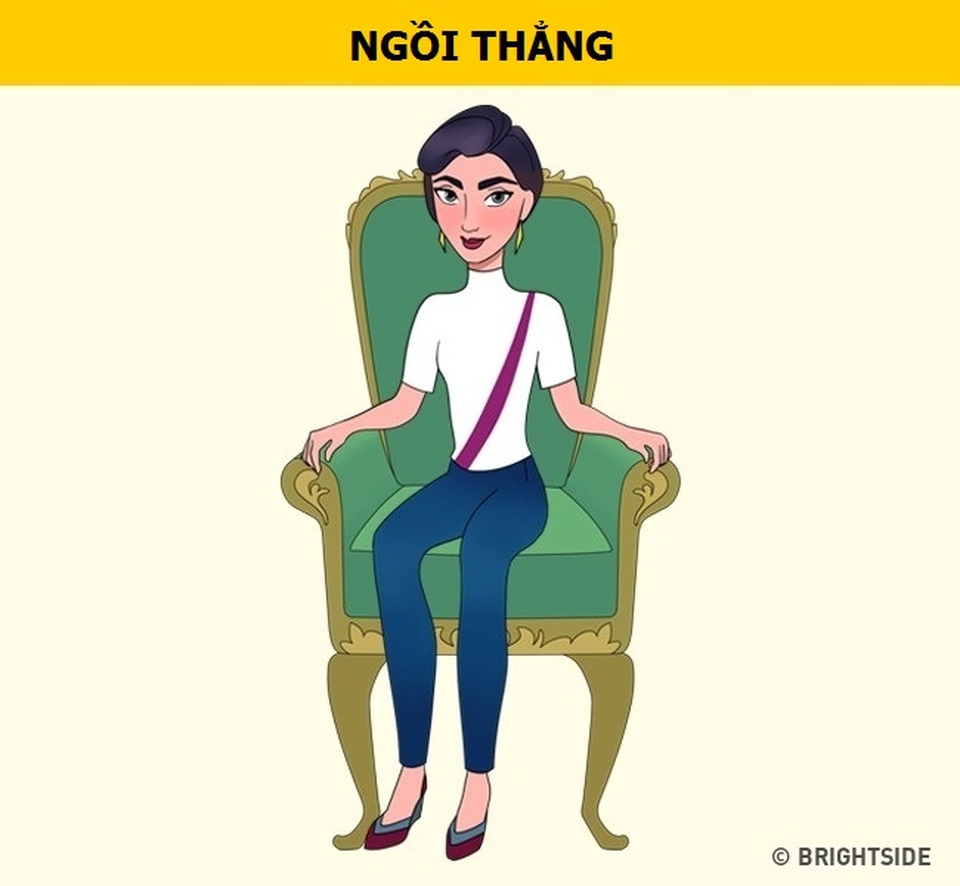 Tư thế ngồi nói lên điều gì về tính cách con người bạn - 1 Tư thế ngồi trên chứng tỏ bạn là một người mạnh mẽ và đầy tự tin. Trong mọi tình huống, bạn luôn giữ được sự bình tĩnh và hầu như không có yếu tố nào, có thể làm thay đổi các quyết định của bạn. Trong cuộc sống thường ngày, bạn luôn có sự chuẩn bị chu đáo để có thể nắm được sự chủ động. Một biệt tài khác mà bạn sở hữu chính là làm người đối diện cảm thấy tin tưởng nhờ vào khả năng giao tiếp của mình.