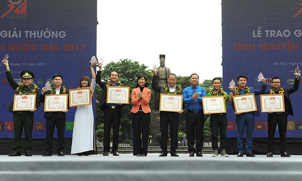Báo Dân trí được trao Giải thưởng tình nguyện Quốc gia năm 2017 - 1
Anh Nguyễn Phi Long, Bí thư Trung ương Đoàn Thanh niên Cộng sản Hồ Chí Minh trao giải cho tập thể, cá nhân có thành tích xuất sắc trong công tác tình nguyện.