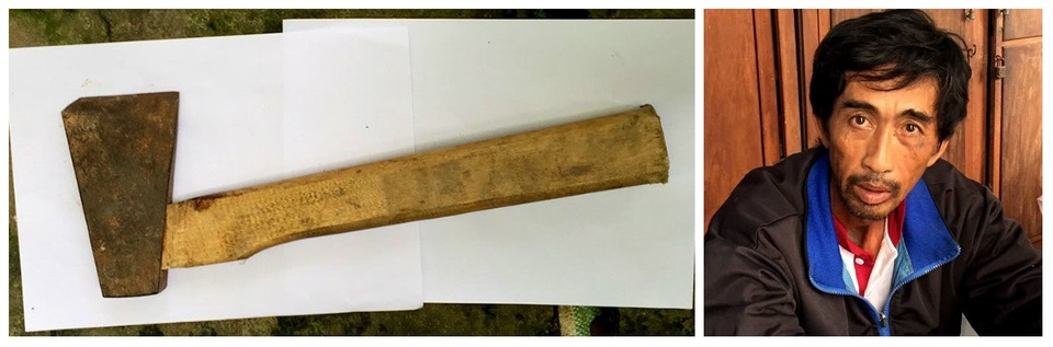 Đòi quan hệ tình dục không được, dùng búa đập chết vợ - 1 Đối tượng Võ Văn Lớn và hung khí giết vợ