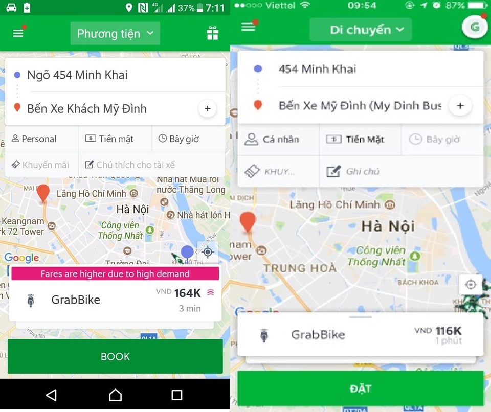 Khách kêu trời giá GrabBike gấp đôi ngày thường, đắt ngang taxi - 1 Đội giá cả giờ cao điểm lẫn giờ thường do thiếu tài xế