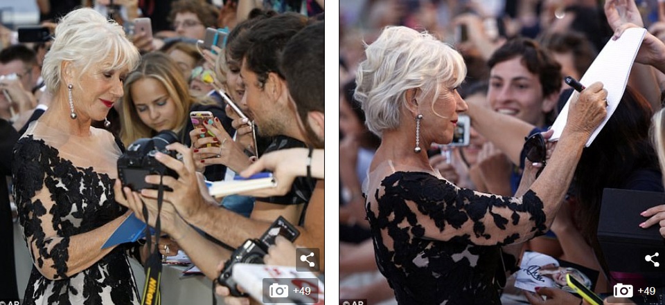 
Helen Mirren rạng rỡ ký tặng fans trên thảm đỏ
