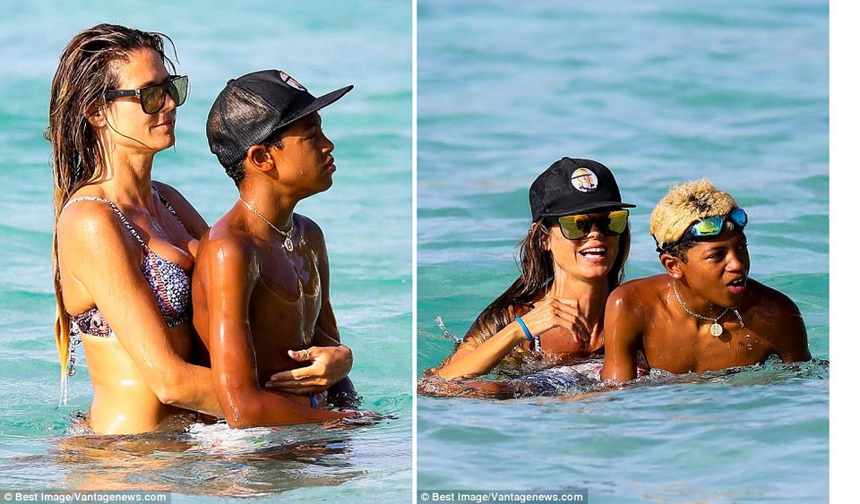 Heidi Klum khoe thân hình siêu mẫu bên bốn đứa con - 6
Heidi hôn cậu con trai 12 tuổi Henry.