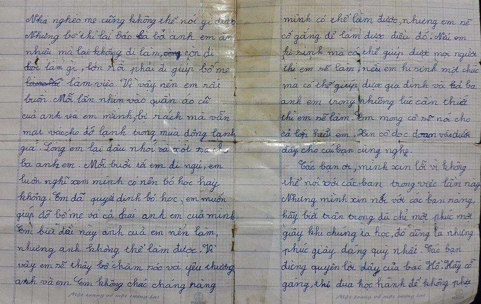 “Biết bao giờ em Pầu mới được quay lại trường?” - 1 Lá thư là tâm sự chân thành của cô học trò nghèo phải nghỉ học