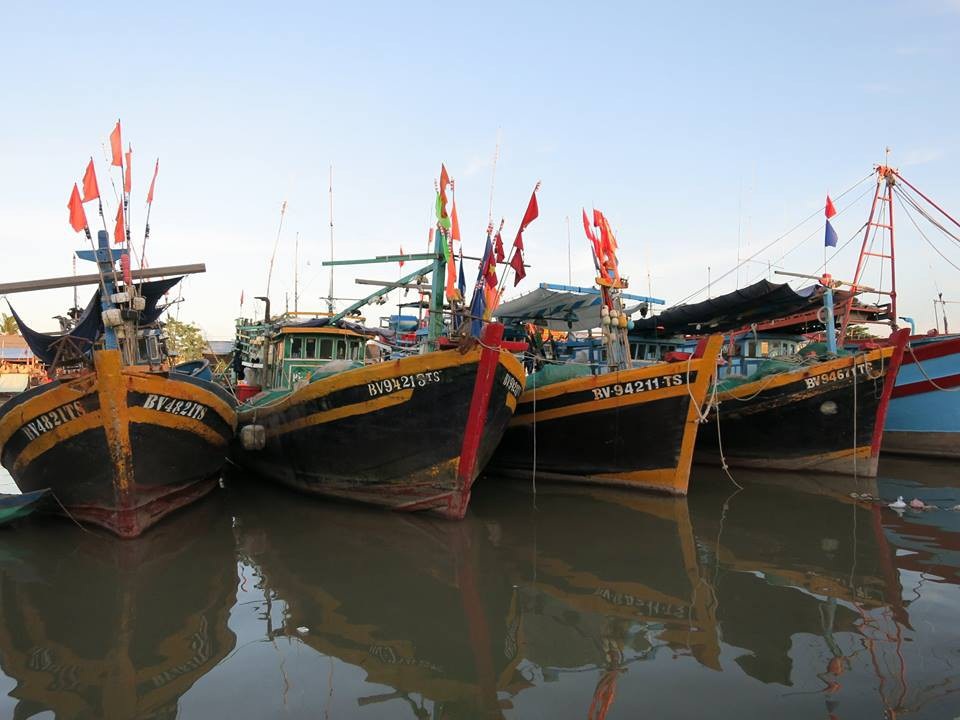 Cần Thơ, Bến Tre thực thi các biện pháp "nóng" ứng phó với bão số 16 - 1 Các tàu cá ở Bến Tre được di chuyển vào nơi neo đậu an toàn