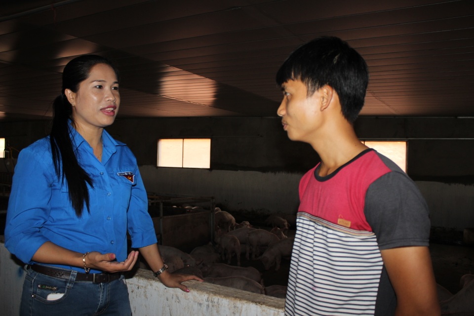 Bỏ việc nhà nước, lên núi nuôi heo sạch cho thu nhập khủng - 2
Mỗi năm chàng trai gốc Hà thành có thu nhập trên 1 tỷ đồng (trong ảnh Vũ Sơn Tùng đang trao đổi với Bí thư Tỉnh đoàn Đắk Nông H’Vi Ê Ban)