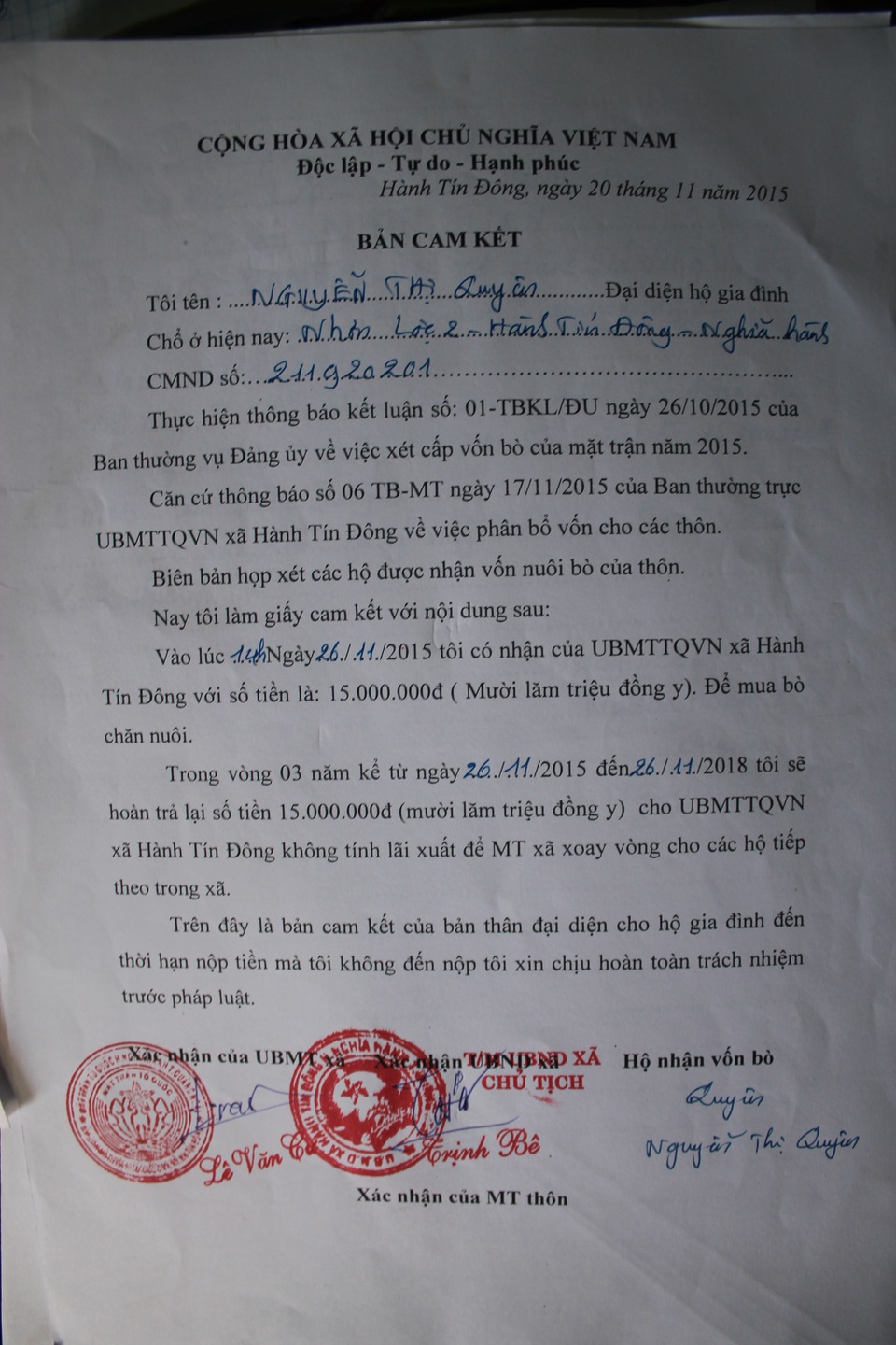 Vì sao 30 con bò giống hỗ trợ lại được "bán" cho hộ nghèo? - 3 Số tiền thu được đã được UBND xã hỗ trợ cho 18 hộ nghèo khác mua bò chăn nuôi