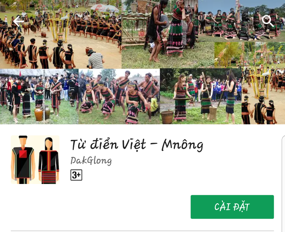 Hai nam sinh trường huyện “đưa” tiếng M’Nông vào điện thoại - 3 Ứng dụng Từ điển Việt- M’Nông trên kho ứng dụng android