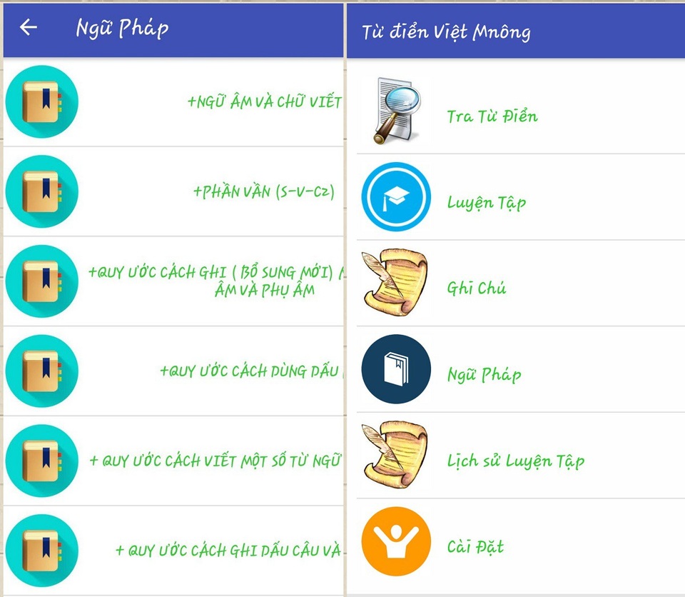 Hai nam sinh trường huyện “đưa” tiếng M’Nông vào điện thoại - 4
Phần mềm được cập nhật khoảng 5.000 từ, trong tương lai 10.000 từ (ảnh chụp màn hình)