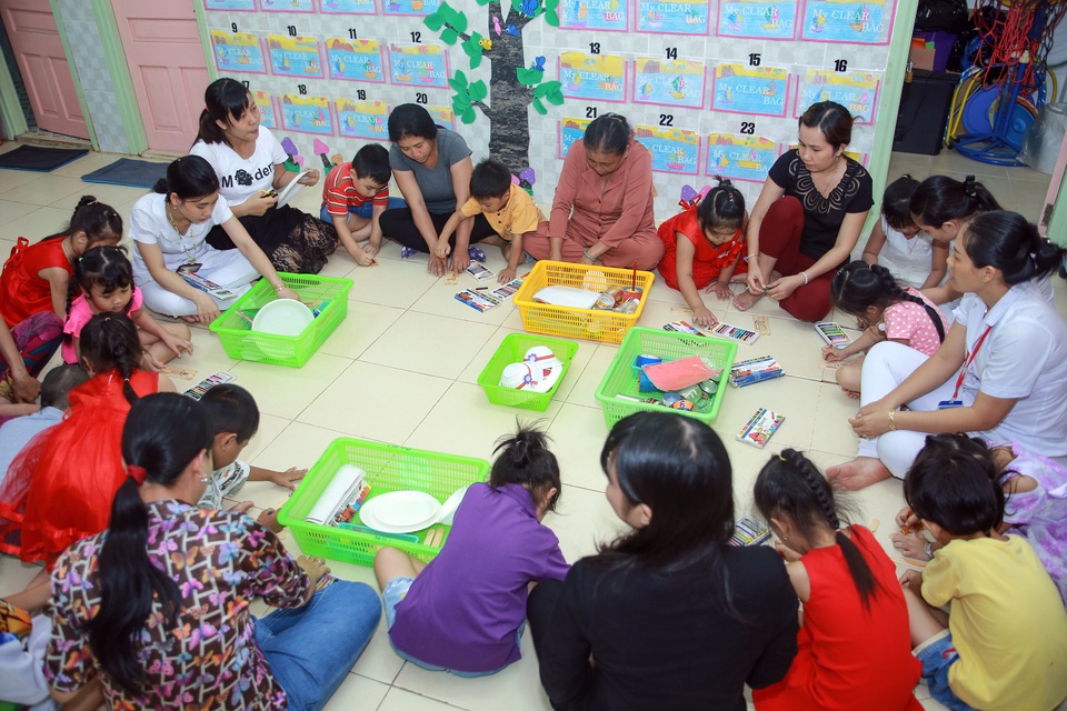 Môi trường giáo dục mầm non làm "say đắm" phụ huynh - 8
Phụ huynh trường MN Hòa An tới lớp cùng giáo viên tham gia dạy trẻ
