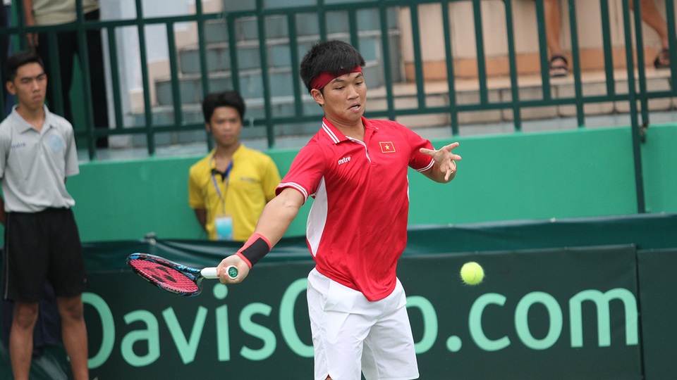 Đội tuyển quần vợt Việt Nam rơi xuống nhóm 3 Davis Cup - 1 Thiếu Hoàng Thiên, đội tuyển quần vợt nam Việt Nam thua chóng vánh Iran trong trận đánh đôi (ảnh: Trọng Vũ)
