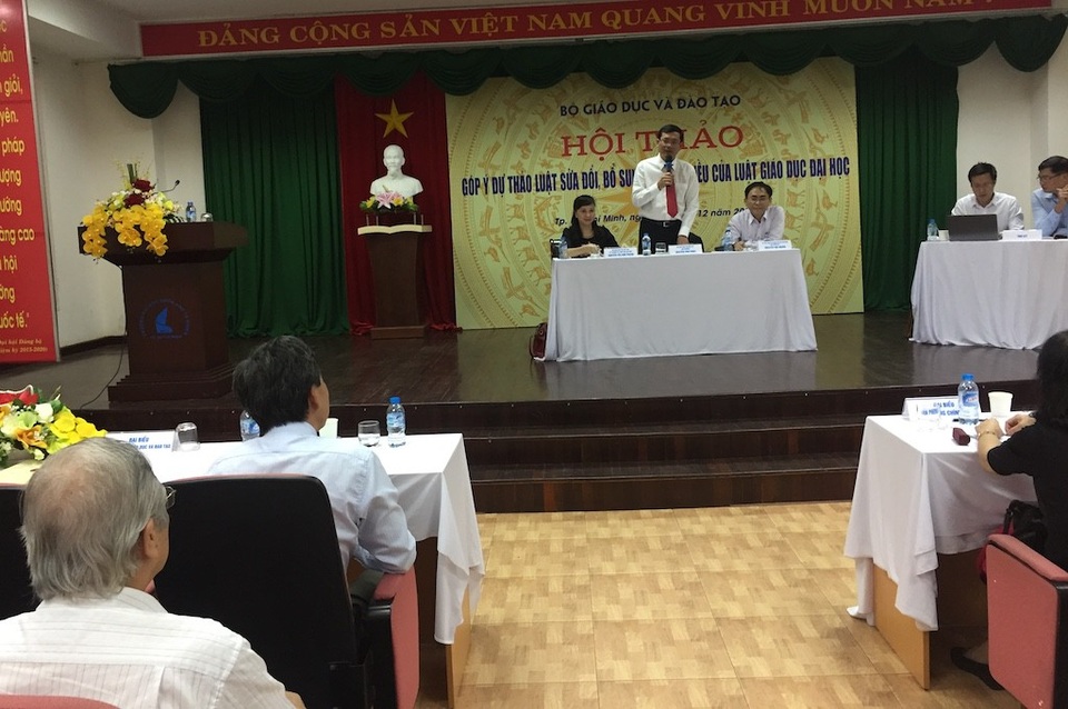 Hiệu trưởng không nên tham gia Hội đồng trường? - 1 Bộ GD-ĐT tổ chức Hội thảo góp ý Dự thảo Luật Sửa đổi, bổ sung một số điều của Luật Giáo dục ĐH với sự tham gia của đại diện nhiều trường đại học khu vực phía Nam