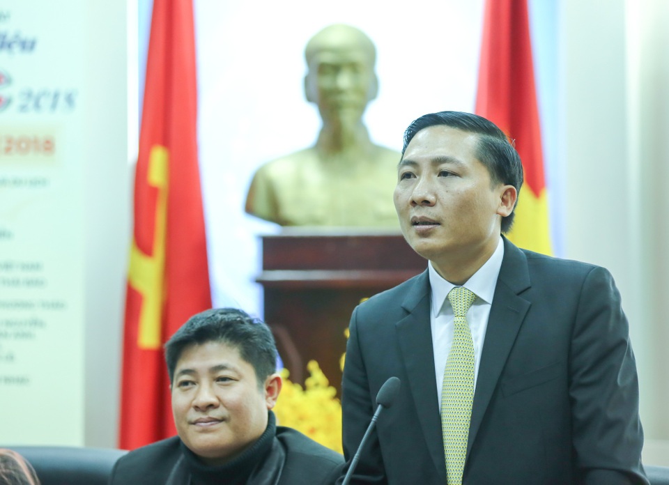 “Vang mãi giai điệu Tổ Quốc” - chương trình đặc biệt chào năm mới 2018 - 2 Ông Nguyễn Thanh Liêm - TBT báo điện tử Tổ Quốc, trưởng BTC phát biểu tại buổi gặp gỡ báo chí.
