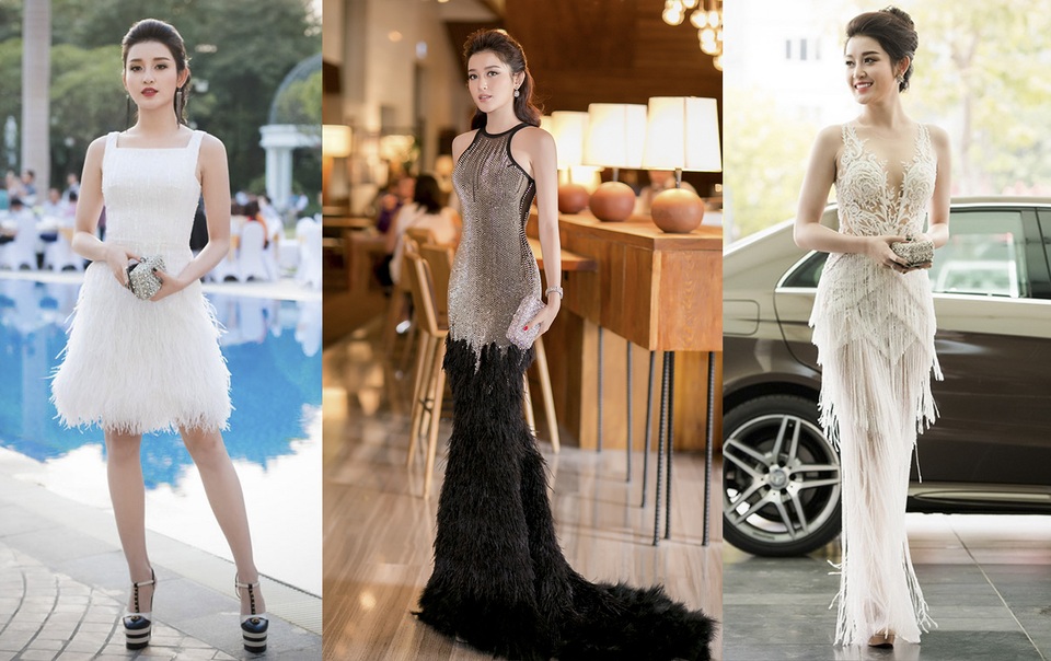 Á hậu 1 Hoa hậu Việt Nam 2014 là tín đồ của váy xuyên thấu, cô thường xuyên xuất hiện với những bộ cánh mỏng tang thách thức mọi ánh nhìn, tuy nhiên rất chừng mực mà không hề phản cảm. Không chỉ vậy, cách người đẹp đi đứng, cái cười mỉm đầy ý nhị đặc trưng cũng đã đủ sức “đốn tim” hàng trăm cánh mày râu.